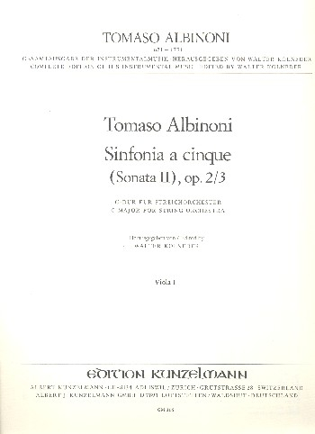 Sinfonia a cinque C-Dur op.2,3 (Sonata Nr.2) für Streichorchester