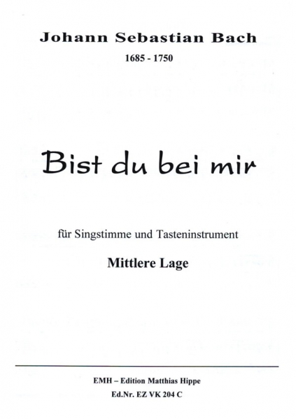 Bist du bei mir für Gesang (mittel) und Tasteninstrument