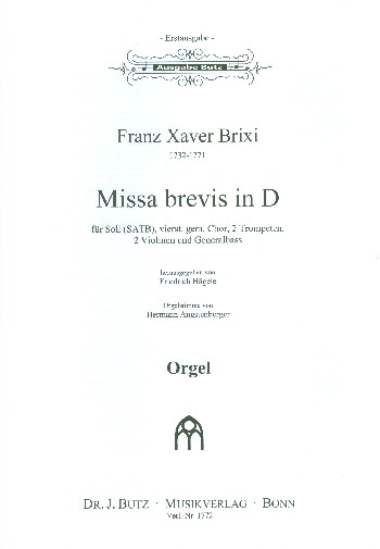 Missa brevis D-Dur für Soli, gem Chor und Orchester