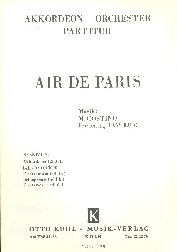 Air de Paris für Akkordeonorchester