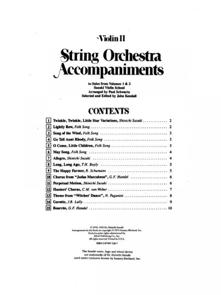 Suzuki Violin School Orchestra Accompaniment to volumes 1 and 2