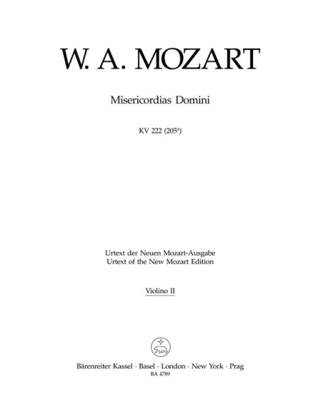 Misericordias Domini KV222 (205a) für gem Chor, Streicher und Bc