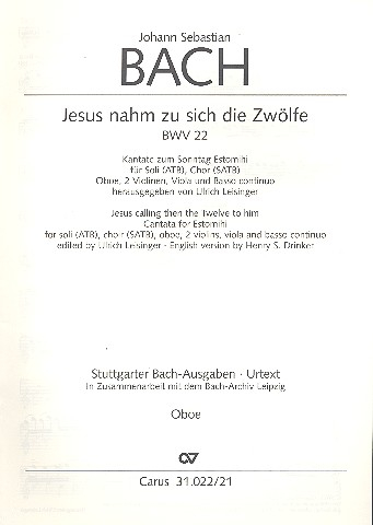 Jesus nahm zu sich die Zwölfe Kantate Nr.22 BWV22