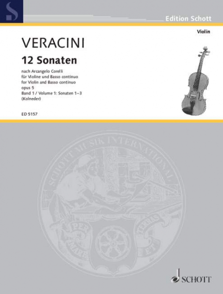 12 Sonaten nach Corellis op. 5 Band 1 für Violine und Basso continuo (Klavier, Cembalo), Violoncello