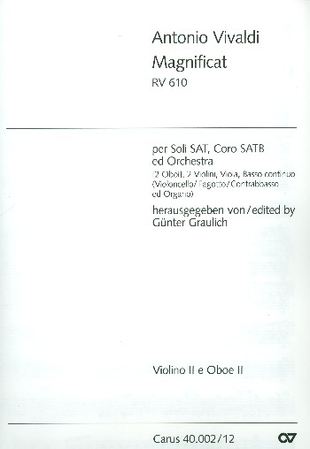 Magnificat RV610 (2 Fassungen) für Soli (SAT), Chor und Orchester