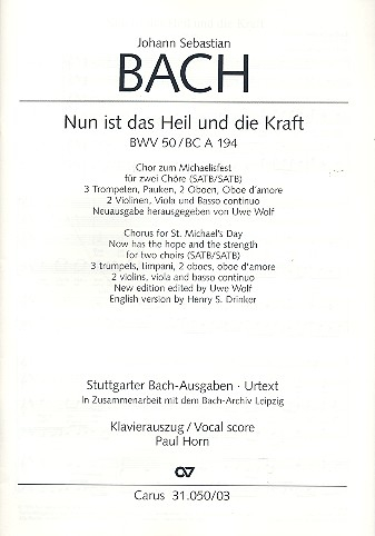 Nun ist das Heil und die Kraft Kantate Nr.50 BWV50