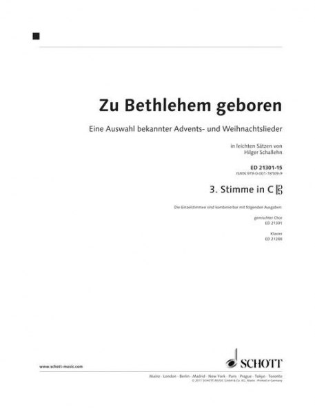 Zu Bethlehem geboren für gem Chor und Klavier (Instrumente ad lib)