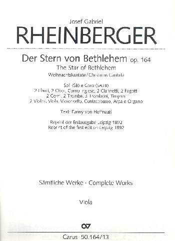 Der Stern von Bethlehem op.164 für Soli (SB) , 8stg. Chor und Orchester