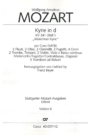 Kyrie d-Moll KV341 für Chor, Orchester und Orgel