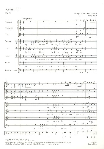 Kyrie F-Dur KV33 für Chor, Streicher und Orgel