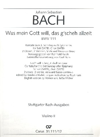 Was mein Gott will das gscheh allzeit Kantate Nr.111 BWV111