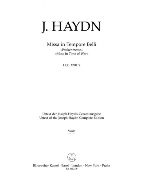 MISSA IN TEMPORE BELLI HOB.XXII:9 FUER SOLI, CHOR UND ORCHESTER