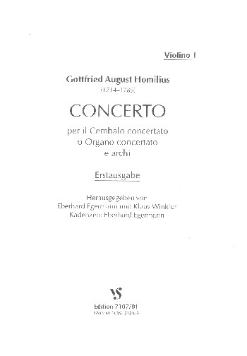 Concerto per il cembalo concertato o organo concertato e archi für Cembalo (Orgel) und Streicher