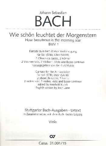 Wie schön leuchtet der Morgenstern Kantate Nr.1 BWV1