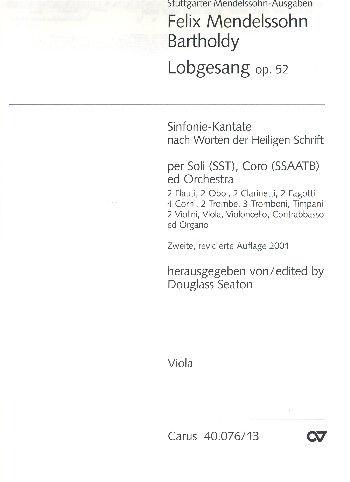 Sinfonie B-Dur Nr.2 op.52 (Lobgesang) für Soli, gem Chor und Orchester