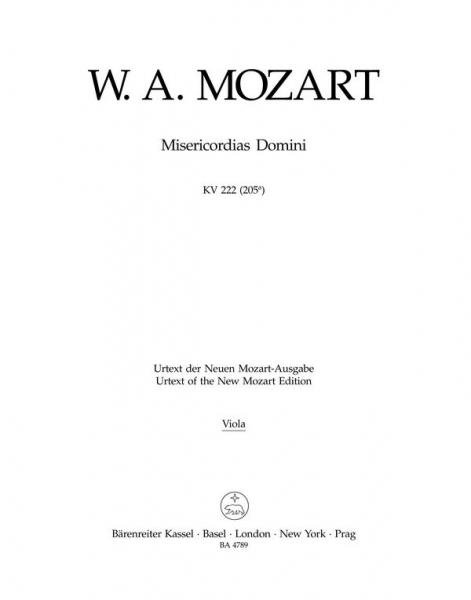 Misericordias Domini KV222 (205a) für gem Chor, Streicher und Bc