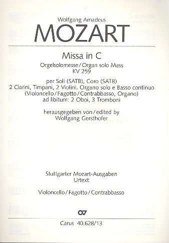 Missa C-Dur KV259 für Soli, Chor und Orchester