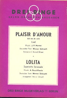 Plaisir d&#039;amour und Lolita: für Salonorchester