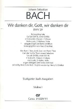 Wir danken dir, Gott, wir danken dir Kantate Nr.29 BWV29