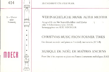 Weihnachtliche Musik alter Meister für Sopranblockflöte und Klavier