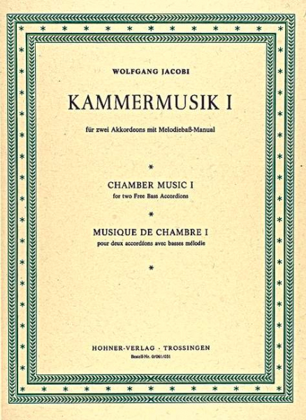 Kammermusik Band 1 für 2 Akkordeons mit Melodiebass-Manual