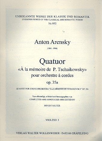 Quartett à la memoire de P. Tschaikowsky op.35a für Streichorchester