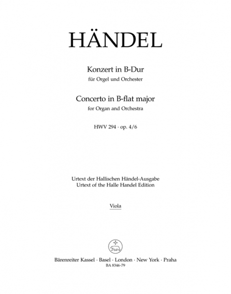 KONZERT B-DUR OP.4,6 HWV294 FUER ORGEL UND ORCHESTER