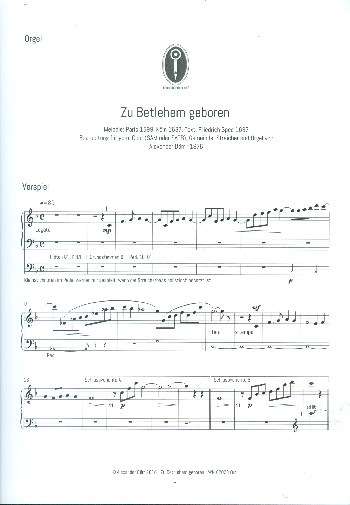 Zu Bethlehem geboren für gem Chor (SAM/SATB), Gemeinde, Streicher und Orgel