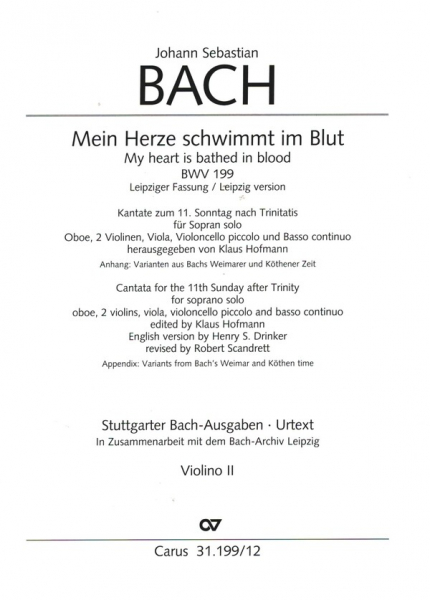 Mein Herze schwimmt im Blut (Leipziger Fassung) Kantate Nr.199 BWV199