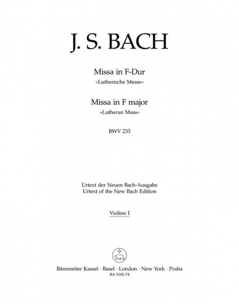 Missa F-Dur BWV233 für Soli, gem Chor und Orchester