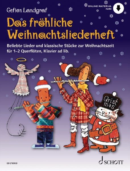 Das fröhliche Weihnachtsliederheft (+Online Audio) für 1-2 Flöten (mit Text) (Klavier ad lib)