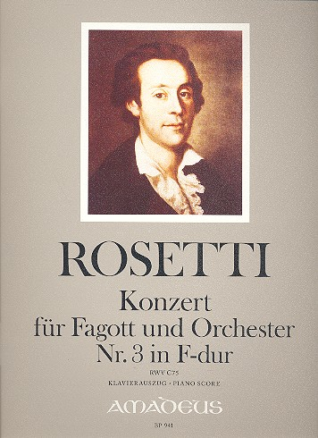 Konzert F-Dur Nr.3 RWVC75 für Fagott und Orchester für Fagott und Klavier