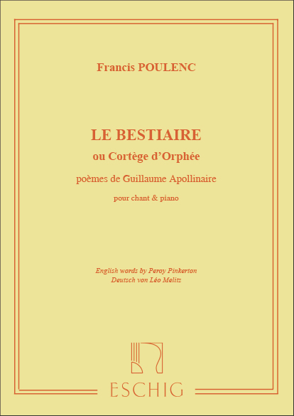 Le Bestiaire ou Cortège d&#039;Orphée für Gesang und Klavier (en/frz/dt)