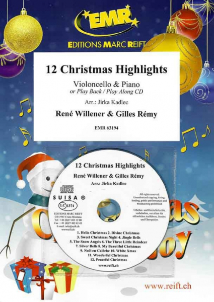 12 Christmas Highlights (+CD) für Violoncello und Klavier