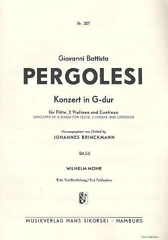 Konzert G-Dur für Flöte, 2 Violinen und Bc