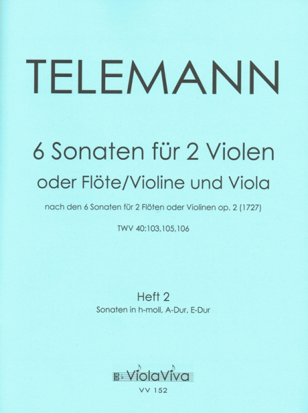 6 Sonaten op.2 Band 2 (Nr.4-6) für 2 Violen (Flöte/Violine und Viola)