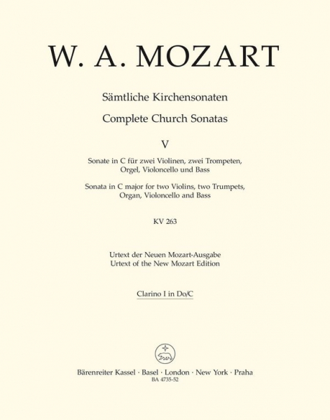 Sonate C-Dur KV263 für 2 Violinen, 2 Trompeten, Orgel, Violoncello