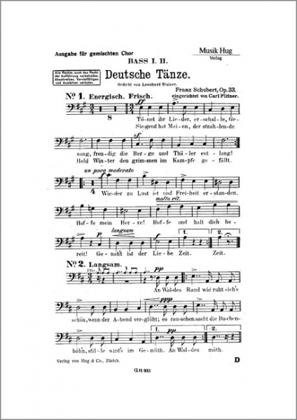 Deutsche Tänze op.33 für gem Chor und Klavier