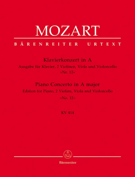 Konzert A-Dur KV414 für Klavier und Orchester für Klavier und Streichquartett