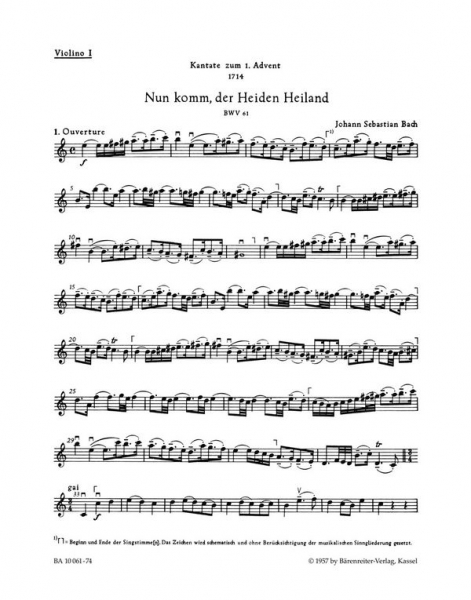 Nun komm, der Heiden Heiland Kantate Nr.61 BWV61