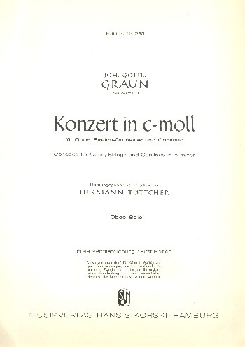 Konzert c-Moll für Oboe, Streichorchester und Bc