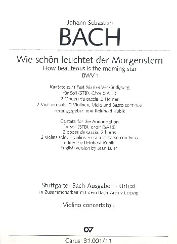 Wie schön leuchtet der Morgenstern Kantate Nr.1 BWV1