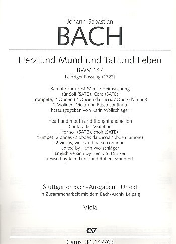 Herz und Mund und Tat und Leben Kantate Nr.147 BWV147 (Leipziger Fassung)