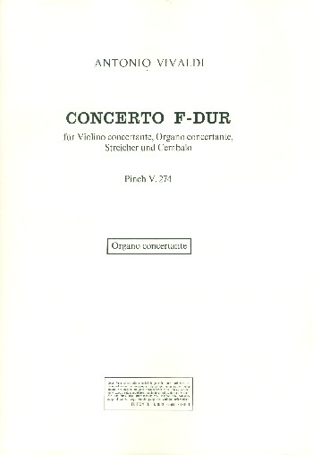 Concerto F-Dur P274 für Violine, Orgel, Streicher und Cembalo