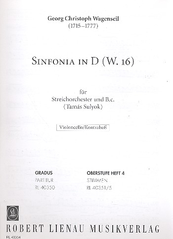 Sinfonia D-Dur (W.16) für Streichorchester