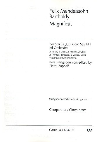 Magnificat D-Dur für Soli, gem Chor und Orchester