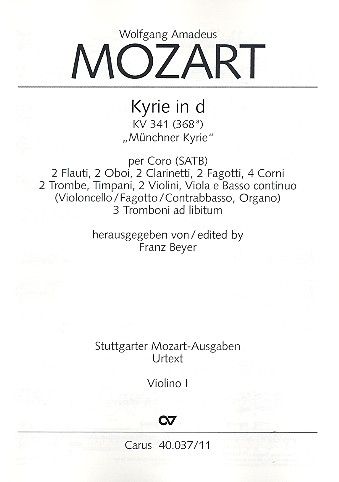 Kyrie d-Moll KV341 für Chor, Orchester und Orgel