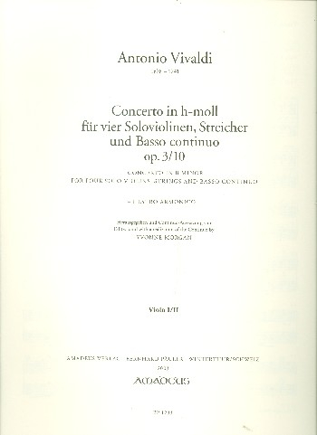 Konzert h-Moll op.3,10 für 4 Violinen, Streicher und Bc