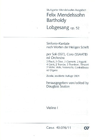 Sinfonie B-Dur Nr.2 op.52 (Lobgesang) für Soli, gem Chor und Orchester