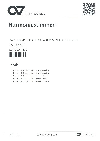 Herr Jesu Christ wahr&#039; Mensch und Gott Kantate Nr.127 BWV127